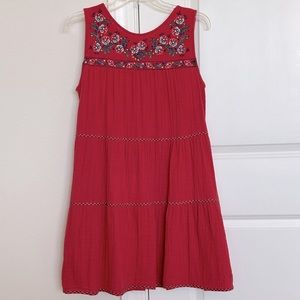 Max Studio Coral Red Sleeveless Tiered Tank Dress